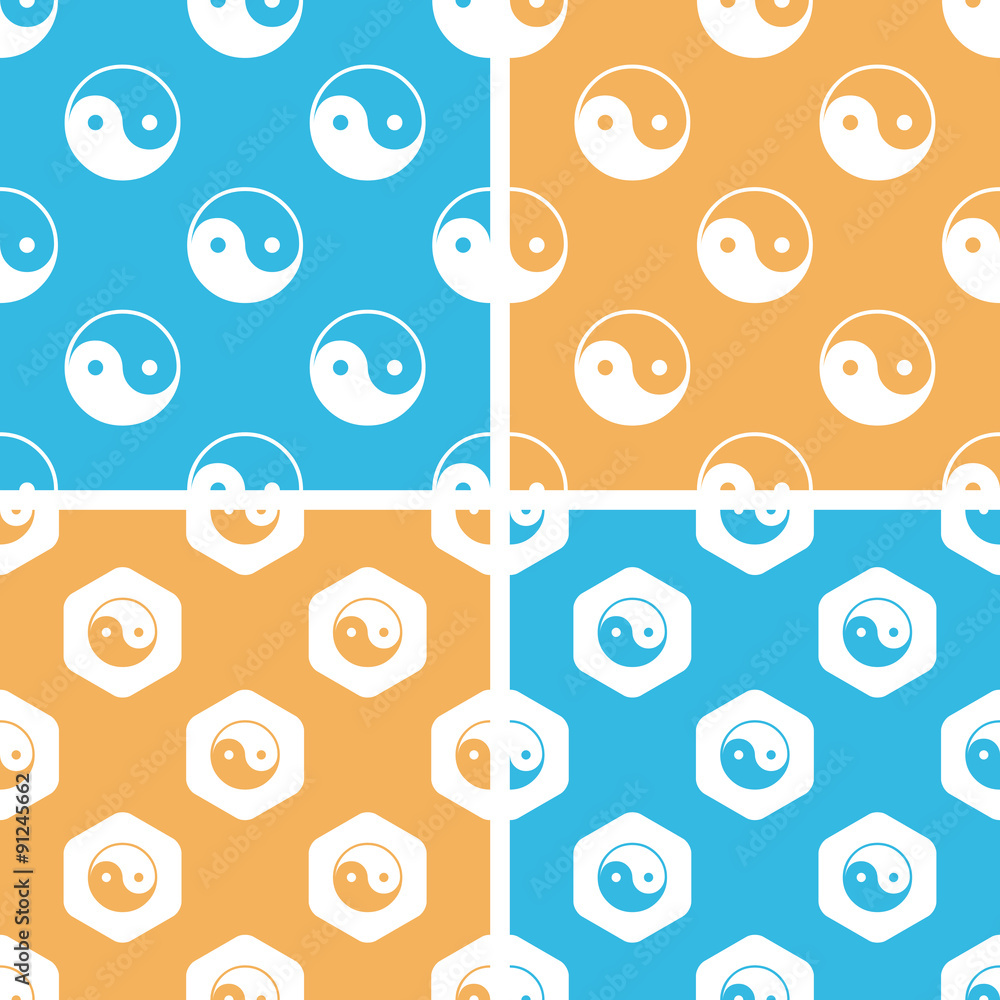 Poster ying yang pattern set, colored