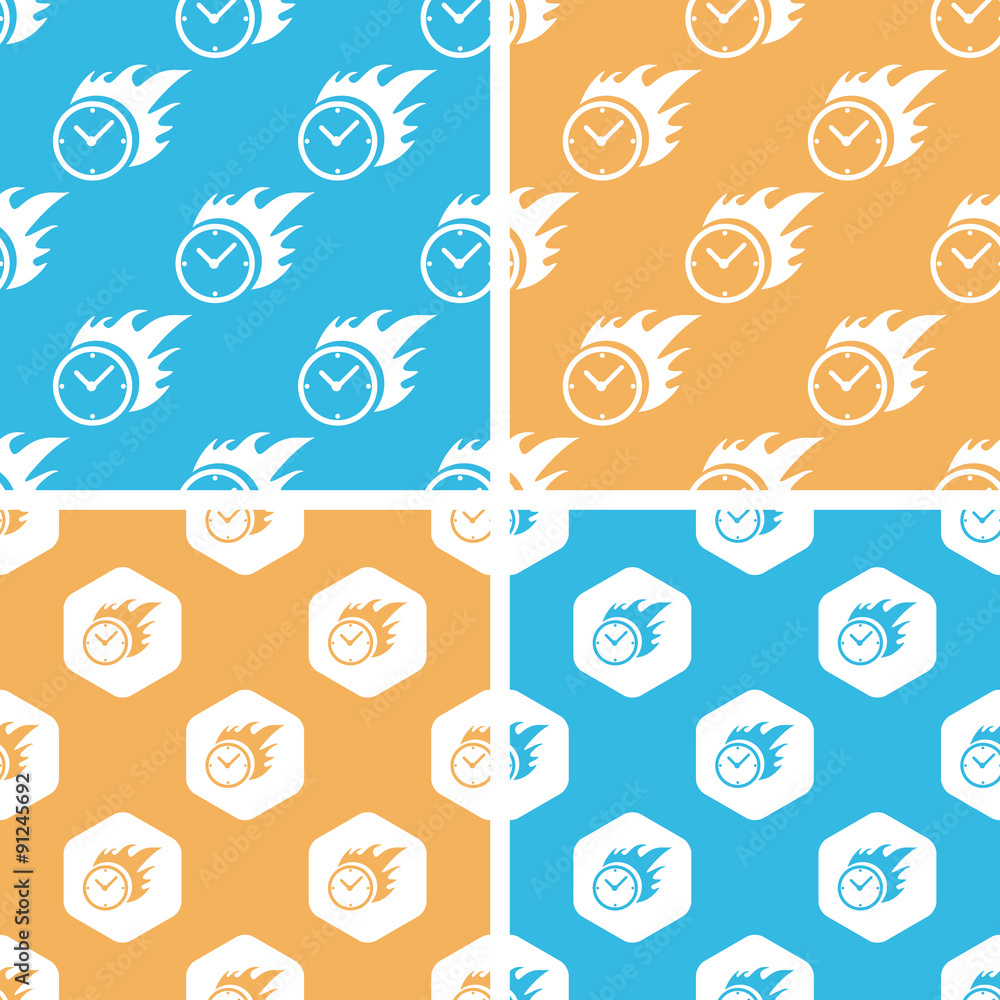 Poster burning clock pattern set, colored