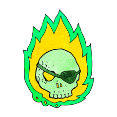 cartoon burning skull