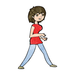 cartoon woman walking