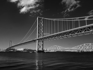 Infrared photograph of the Forth Road Bridge, South Queensferry, Scotlan
