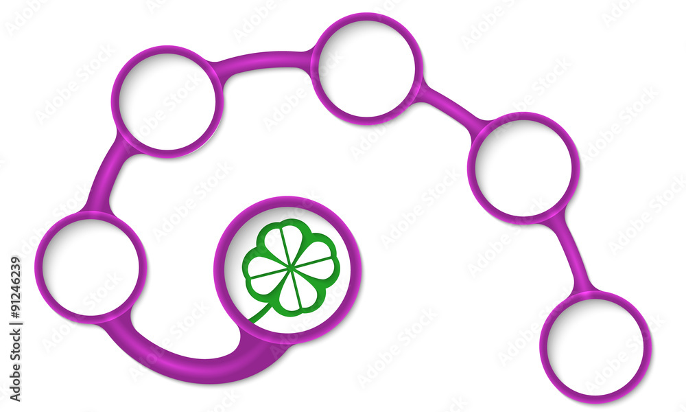 Poster purple circular text boxes for your text and cloverleaf