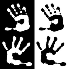 Watercolor children palm in black and white