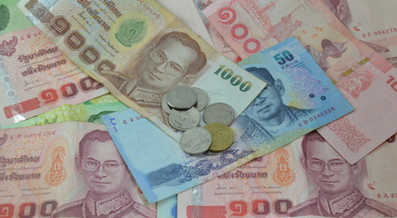 Thai banknote and coin