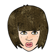 cartoon annoyed girl with big hair