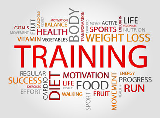 Training words concept, Health,Sport, Medical and Fitness concept