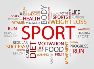 Sport words concept, Health,Sport, Medical and Fitness concept