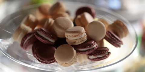 Brown and white macaron cookies