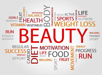 Fototapeta premium Beauty words concept, Health,Sport, Medical and Fitness concept