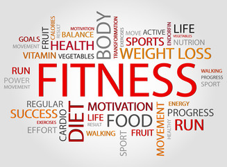 Fototapeta premium Fitness words concept, Health,Sport, Medical and Fitness concept