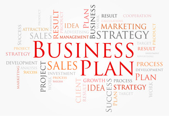 Business plan words concept, Business and Marketing concept