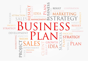 Business plan words concept, Business and Marketing concept