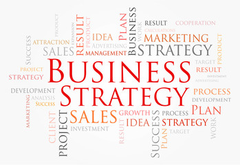 Business strategy words concept, Business and Marketing concept