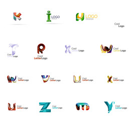 Set of colorful abstract letter corporate logos created with