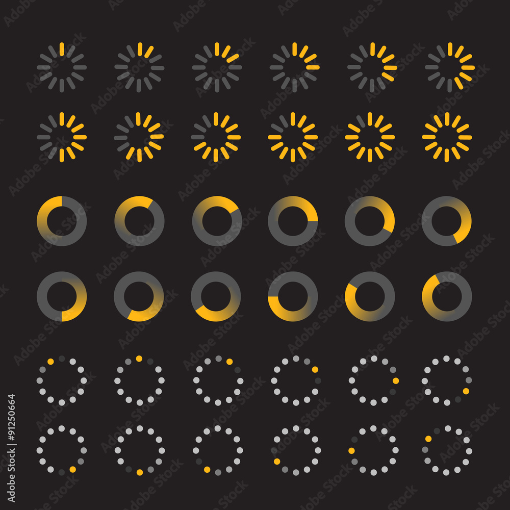 Poster Different slyles of web loaders vector collection. Flat design e