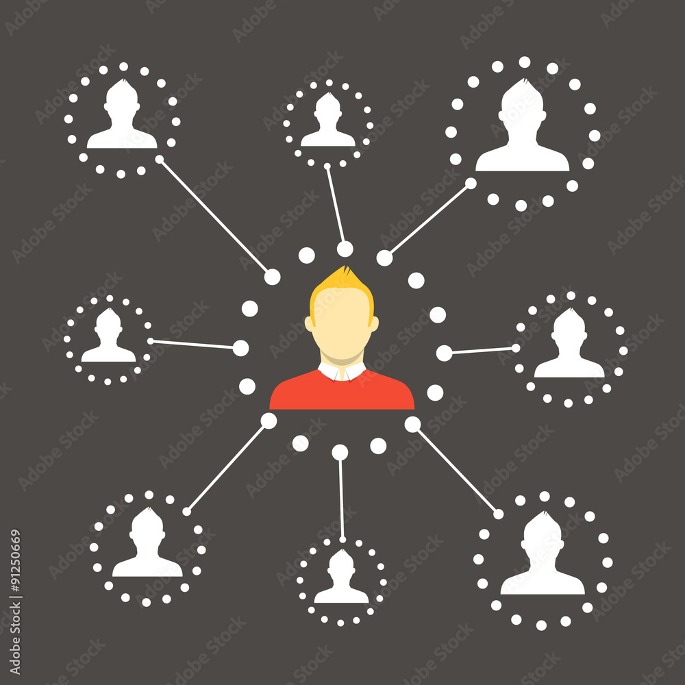 Poster modern web media network scheme. flat design concept