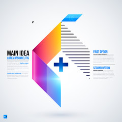 Futuristic layout with large geometric element. Useful for presentations and web templates. EPS10 vector