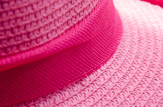 texture hat weave pink bow