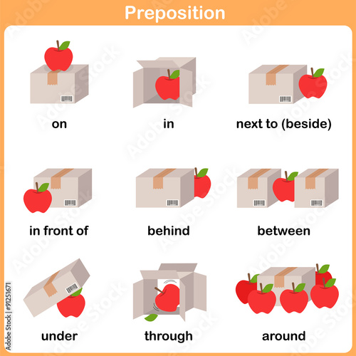 "Preposition of motion for preschool - Worksheet for education" Stock