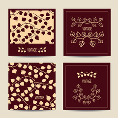Set of cards with vintage design. Vector backgrounds.
