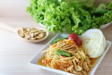 papaya salad is delicious Thai food call Som Tum