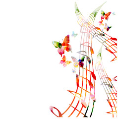 Colorful background with music notes