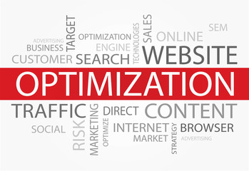 Optimization words concept, Business and Internet concept