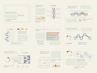 Infographics elements, templates for presentation, vector set