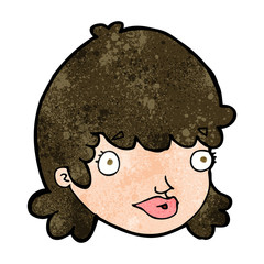 cartoon female face with surprised expression