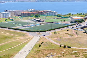 view of the urban landscape, La Coruna, Galicia, Spain