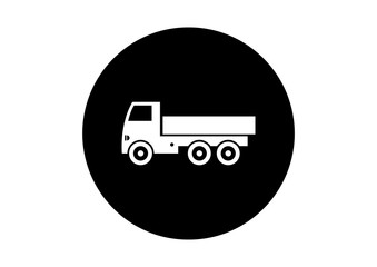 Black and white truck icon on white background