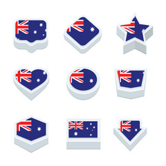 australia flags icons and button set nine styles