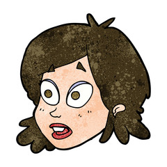 cartoon female face with surprised expression