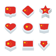 china flags icons and button set nine styles