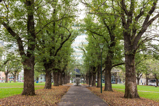A park next to University of Melbourne in Melbourne, Australia