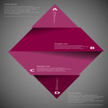 Illustration template of rhombus divided to four parts on dark