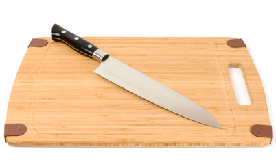 Chef's knife on a cutting board