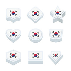 Korea South flags icons and button set nine styles