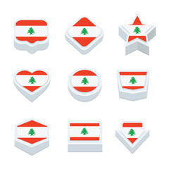 Lebanon flags icons and button set nine styles