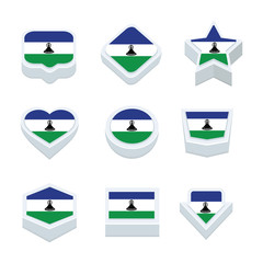 Lesotho flags icons and button set nine styles