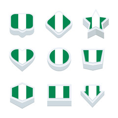 nigeria flags icons and button set nine styles