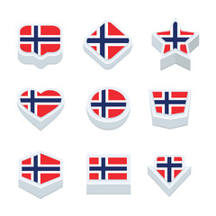 norway flags icons and button set nine styles
