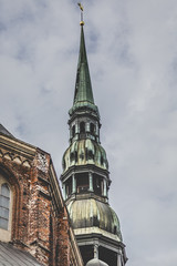 Obraz premium Saint Peters Church is a tall Lutheran church in Riga, Latvia