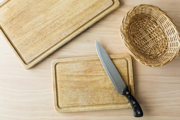 kitchen knife on cutting board