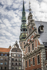Saint Peters Church is a tall Lutheran church in Riga, Latvia