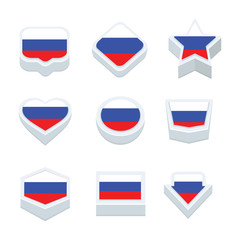 russia flags icons and button set nine styles