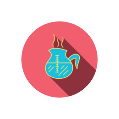 Coffee kettle icon. Hot drink pot sign.