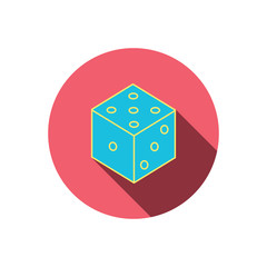 Dice icon. Casino gaming tool sign.