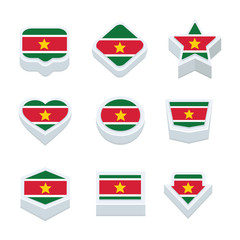 suriname flags icons and button set nine styles