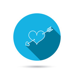 Love heart icon. Amour arrow sign.